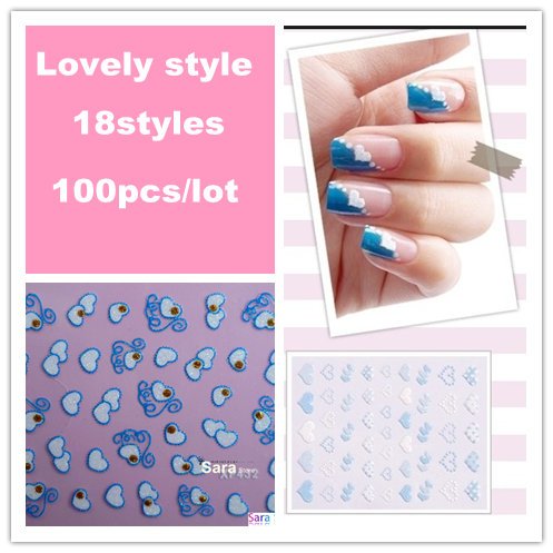 Free shipping 18 styles available Lovely Style NEW 3D nail sticker Decals