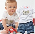 Free shipping 2012 new  Baby shoes sets (T-shirt+ short jeans) 2pcs Baby suit Baby Clothes Set 5set/lot