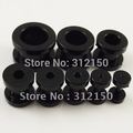 160pcs Free Shipping 8 sizes Wholesale Black Ear Expander Ear Taper Stretchers Ear Plugs UV Piercing Jewelry Flesh Tunnel