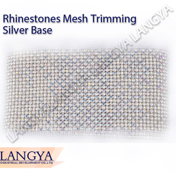 LY10147, ss20 crystal AB mesh trimming,CPAM FREE, moq: 1 yard. 24rows A grade rhinestones(Hong Kong)