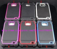 Wholesale 2in1 Rugged Combo Ballistic Hard back Cover Silicone Case for samsung galaxy S2 SII I9100, Free Shipping 10pcs/lot