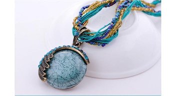2012Bohemian Pure Manual Short Sweater Chain Multicolor Crystal Stone Vintage  Necklace Beads Jewerly NL089012