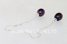 7 8mm Freshwater Teardrop Purple Pearl Pendant Drop Earrings Dangle Earrings Wholesale Factory Price Free Shipping