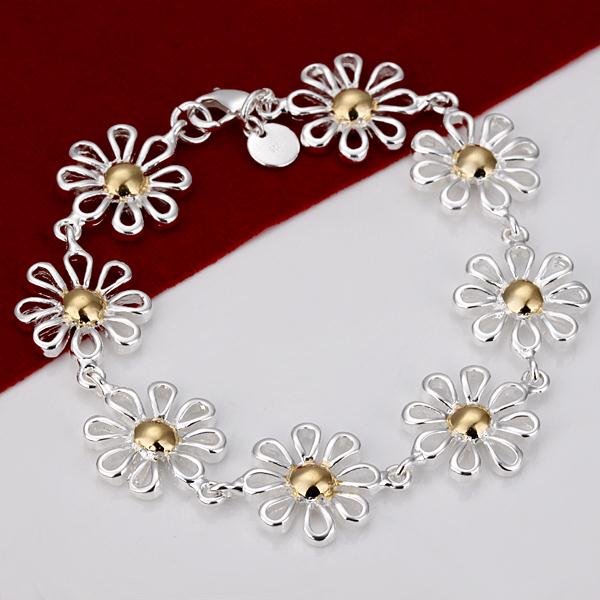 H069-Women-s-Sterling-Silver-925-Flower-Bracelet-Charm-Bracelets-8 ...