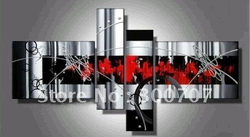 hand-painted oil wall art Red color clouds Home Decoration Modern Abstract Oil Painting on canvas 4pcs
