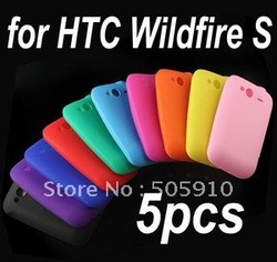 Free shipping 5pcs /lot Colorful Silicone Soft Back Case Cover Skin For HTC Wildfire S G13 New Gift(China (Mainland))