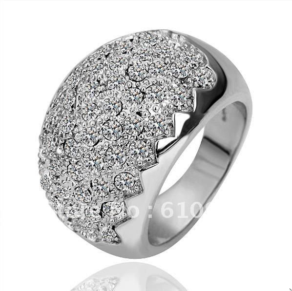 Free shipping, 18K white gold ring,white diamond rings,,factory price ...