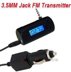 hot selling 3.5mm Jack FM transmitter+car charger for iphone,ipod, mobile phones cell phones mp4 mp5.Free Shipping(China (Mainland))