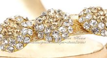 Women s fashion shoes sandal thick heeled Handmade Bordered rhinestone sheepskin slides women crystal shoes golden