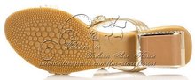 Women s fashion shoes sandal thick heeled Handmade Bordered rhinestone sheepskin slides women crystal shoes golden