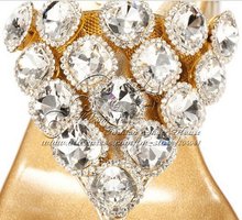 Luxury diamond Rome fashion sandals square low heeled Handmade border rhinestone sheepskin filp folps crystal shoe