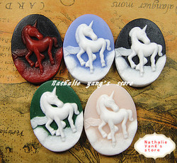 supernova sales Freeshipping New Arrival 30*40mm 5 Colors Resin Horse Cameo Cabochon Necklace Pendant by 50PCS/LOT(China (Mainland))
