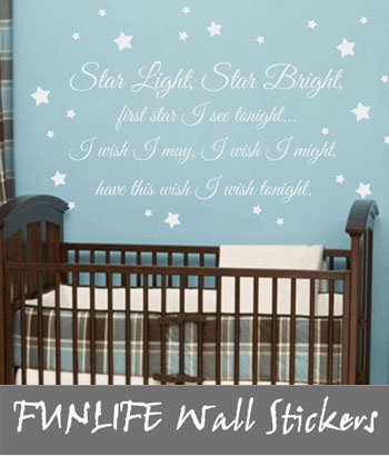 Baby Wall Pictures on Bright Wish Vinyl Wall Decal   Baby Nursery Wall Quote Poem 56x92cm