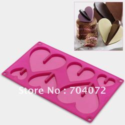 1pc muffin pan non-stick bakeware 6 cups cake Cookie Icecream Sweet 3D heart chocolate silicone mold free shipping(China (Mainland))