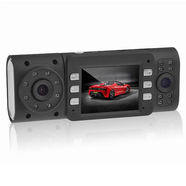 Free Shipping 2.0 inch Screen 1080P Dual Lens Infrared 16-LED Night Vision Driving Recorder Car Camera Black, #SKU0499(China (Mainland))