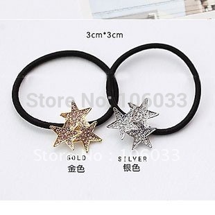 free Shipping Full of drilling stars five-pointed star hair ring Fashion Hair Hair Rope(China (Mainland))