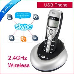 10pcs USB 2.4GHz Wireless Phone VoIP Handset For Skype Yahoo D0248A eshow(China (Mainland))