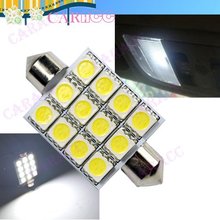 New 12V 42mm Interior Dome Festoon SMD 5050 12 LED Car light Bulb White Bright 2649(China (Mainland))
