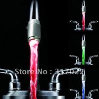 5pcs/lot  Temperature Control Sensor Water Glow LED Faucet Light with 3 Color changing