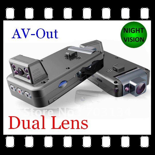 Car DVR Recorder HD601 Dual Lens Car Camera Video Recorder AV Out Loop ...