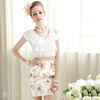 high quality !  Positive feedback FREE SHIPPING 2012 Summer  flower tight V-neck ruffle sleeveless cheap and beautiful dress S-L