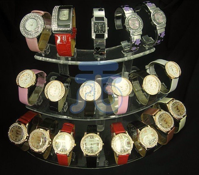 Acrylic Shop Store Retail fixtures Organizer Countertop Showcases Shelf Holder Jewerly Wrist Watch Rack Watches Display Stand(China (Mainland))