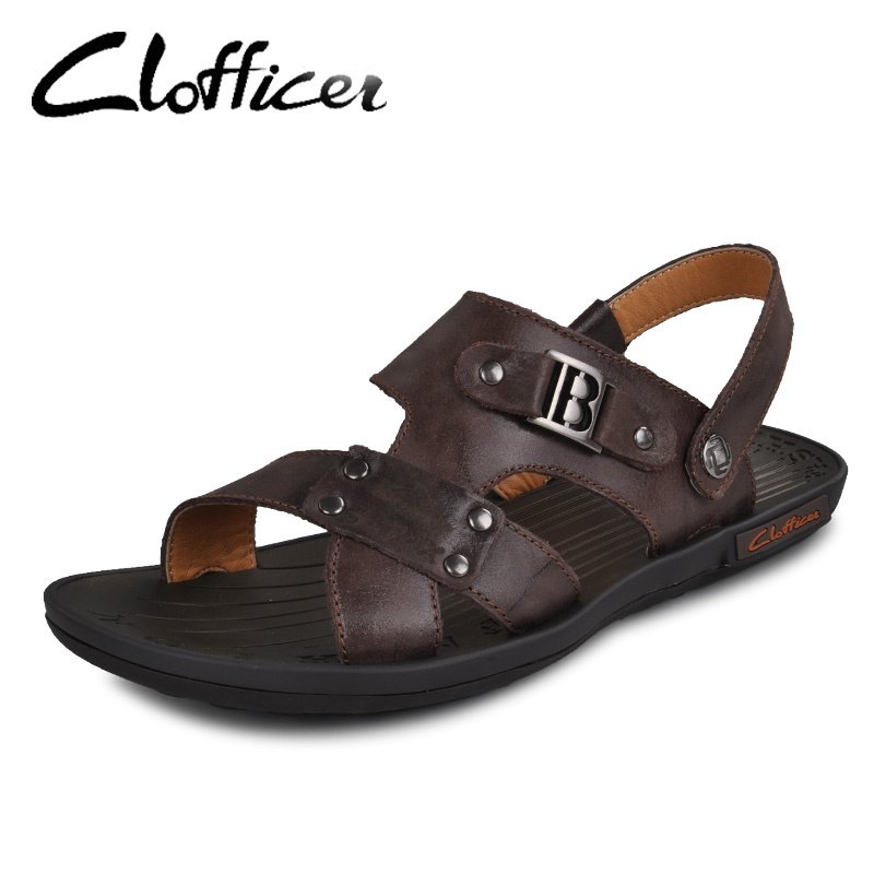 Brand New Men's handmade casual leather sandals slippers,fashion out ...