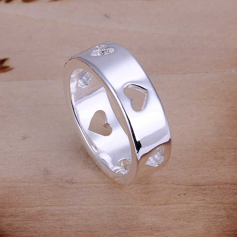 Free shipping 925 sterling silver jewelry ring fine smooth hollow heart ring top quality wholesale and retail SMTR110(China (Mainland))