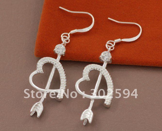 best Christmas gift 925 silver Charm fashion Elegant Noble Beautiful Cupid Arrow Eearrig jewelry PE307