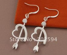 best Christmas gift 925 silver Charm fashion Elegant  Noble Beautiful Cupid Arrow Eearrig jewelry PE307