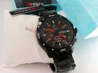 Free shipping&packaging/New brand CURREN Round Dial Tungsten Steel Band Men's Quartz Wrist Watch With Calendar watch/8021 orange