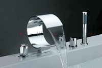 Big "C" shape Bathtub Waterfall Faucet Brass Shower mixer set with Hand shower NY02736B Free Shipping