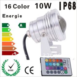 10W 12v RGB Led underwater light 1000LM Waterproof IP68 Flood Lamp With Convex Glass Lenses 3 years warranty via HK post Free(China (Mainland))