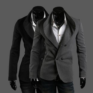 2013 The fall of new Free shipping slim double breasted suit suit collar design discount(China (Mainland))