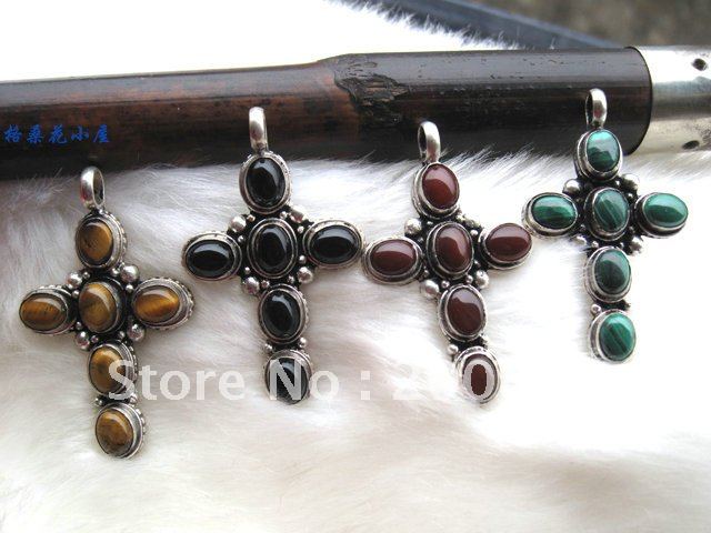 TBP440 Tibetan Cross Amulet pendants,57*35mm,Nepal handmade Natural Stone Jewelry Wholesale,Easter gift(China (Mainland))