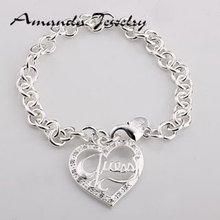 S-B225 wholesale,925 silver peach heart pendant bracelets,link chian,fashion jewelry, Nickle free,antiallergic,factory price(China (Mainland))