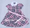 Girls clothes plaid tennis dresses,grils dresses with belt 5pcs/lot + Free Shipping