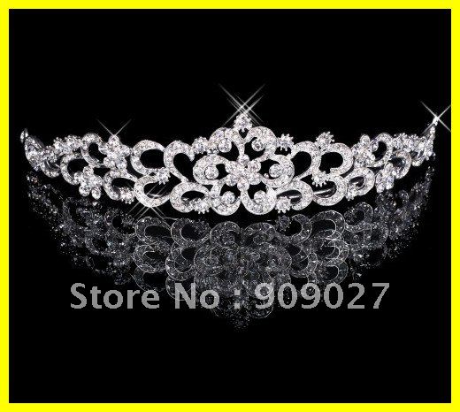 New Arrival In Stock Silver Rhinestone Crystal Flowers Pattern Bridal Hair Accesories Tiaras Crown Jewelry Set 18-026(China (Mainland))