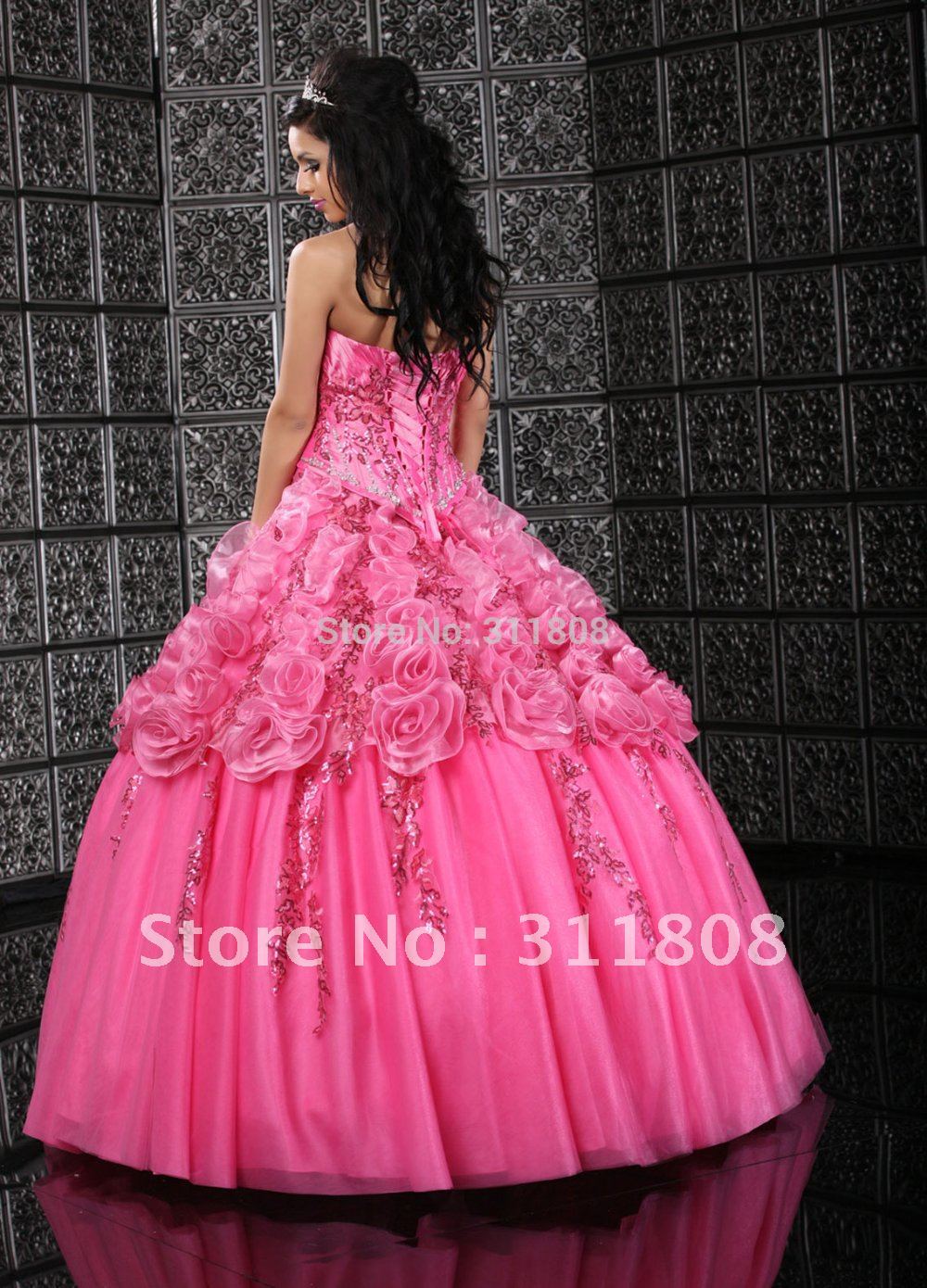 Hot Pink Lace Appliques 2013 Fashion Quinceanera Dress-DB80121 Hot Pink Lace Appliques 2013 Fashion Quinceanera Dress-DB80121