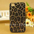 Free shipping /Rhinestone beling Crystal Diamond pearl Hard phone Case Cover for iphone4/4s,fashion zebra grain,Leopard grain