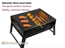 Free Shipping portable folding charcoal bbq grill Stainless Steel Simple BBQ outdoor barbeque grill For 2-3 Person use(China (Mainland))
