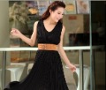Free Shipping 2012 new Style Superb Alluring Black  Vogue Long Ladies'  Dresses(hot sale!!!)