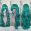 Cosplay wigs - Bleach/Sailor Moon cosplay Nel Tu/Kaiou Michiru wig long curly hair (deep-green) for Halloween  free shipping