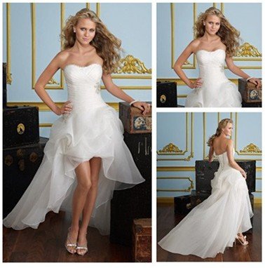 Short Wedding Dress on White Ivory Organza Wedding Dress Short Front Long Back Evening Dress