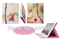 MOQ 1pc Retro Cartoon design Leather Case/cover for ipad2/ipad3 +  Free shipping