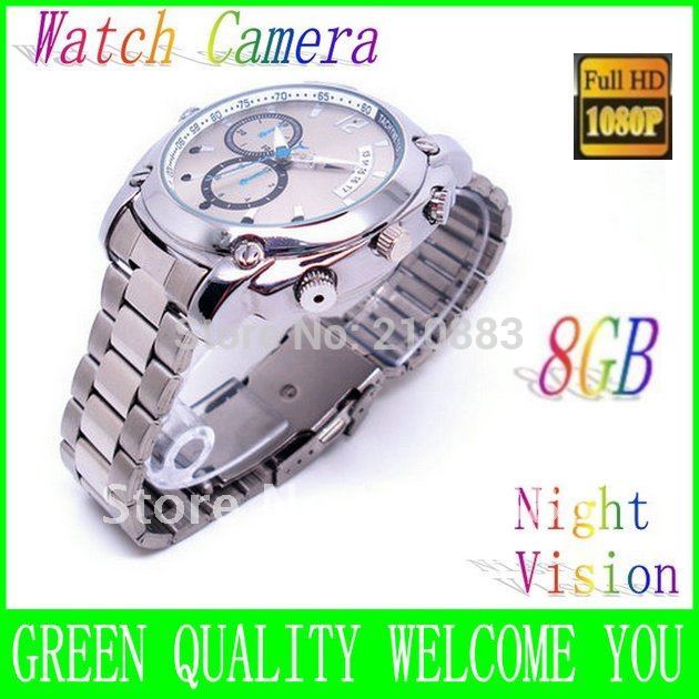 Drop Shipping 8GB Waterproof Watch DVR IR infrared Night Vision Camera Photo Video Wristwatches hidden Recorder