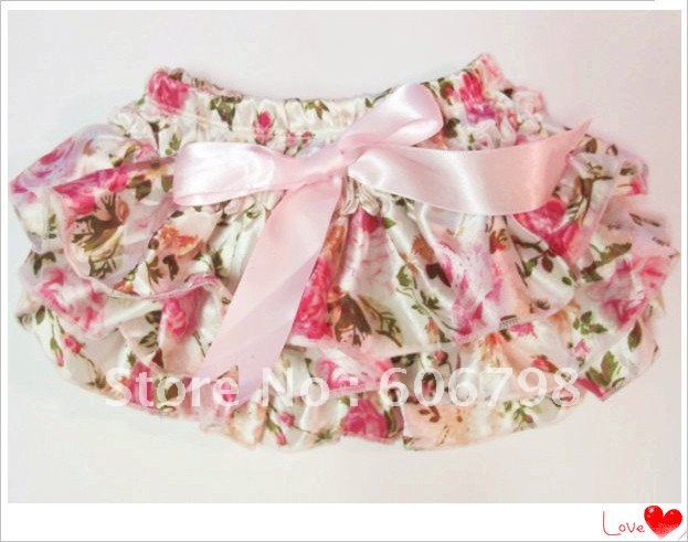 Hot Sale! baby satin Ruffled Baby Bloomers,flower bloomer ,kids infant Diaper cover whosale 20pcs/lot(China (Mainland))