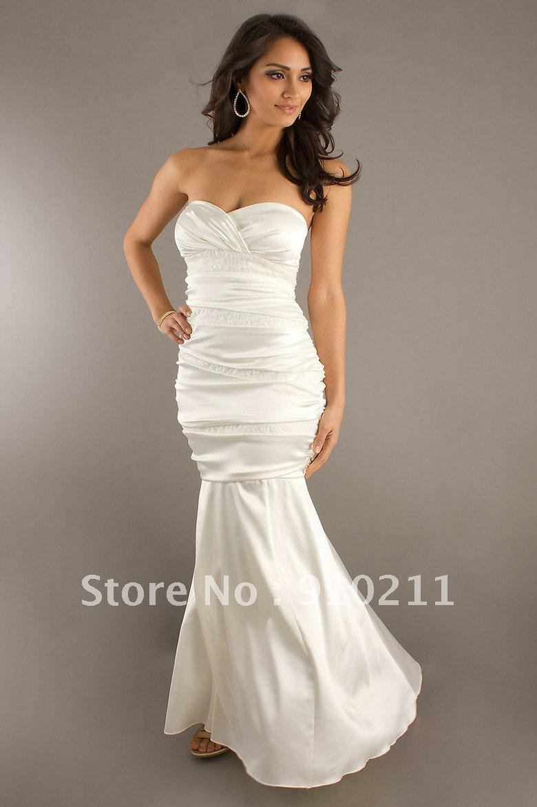 Mermaid Satin Sequin long cream color prom dresses(China (Mainland))