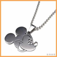 Free Shipping Fashion jewelry Mickey Mouse Head Pendant 316L Stainless Steel Necklaces Mens Necklaces 06083