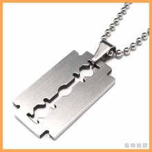 Free Shipping Fashion jewelry Slippy Razor Blades Pendant 316L Stainless Steel Titanium Steel Mens Necklaces 07566